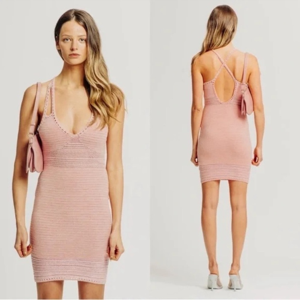 Ronny Kobo Mira Knit mini Dress in Blush Pink Size M